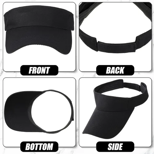 Vista 4 de Syhood 15 sombreros de visera para el sol, ropa deportiva, gorra de visera ajustable, protección solar para mujeres y hombres Negro
