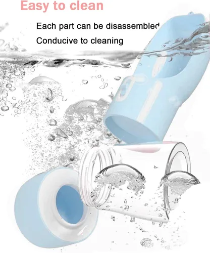 Vista 4 de Botella de agua para perros, botella de agua portátil para perro, diseño multifuncional y desmontable para beber y comer, taza combinada, botella