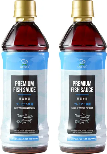 Vista 10 de Soeos Salsa de pescado, 16.9 fl oz (500ml), sabor sabroso, salsa de pescado premium para cocinar, elaborada para aderezos y marinadas, fermentada