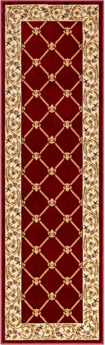 Vista 2 de Alfombra entramada roja francesa, europea, alfombra de área tradicional, fácil de limpiar, moderna, contemporánea, floral, gruesa, suave, alfombra