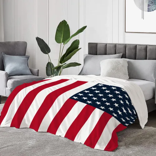 Vista 24 de YeeJu Manta de bandera estadounidense para bebé, patriótica para el 4 de julio, Día de los Caídos, 4 de julio, manta de forro polar para niños