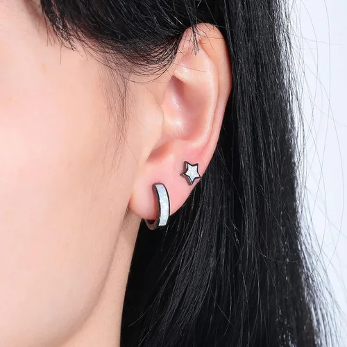 Vista 60 de CiNily Aretes Huggie de ópalo con bisagras, chapados en oro, hipoalergénicos, pequeños aretes de aro para mujeres, adolescentes, niñas, hombres
