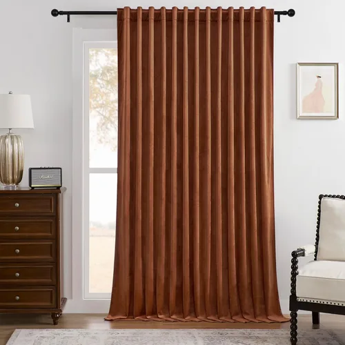 Vista 32 de Timeper Cortinas opacas de terciopelo negro de 42 pulgadas de ancho x 84 pulgadas de largo, cortinas opacas para dormitorio, sala de estar, cortinas