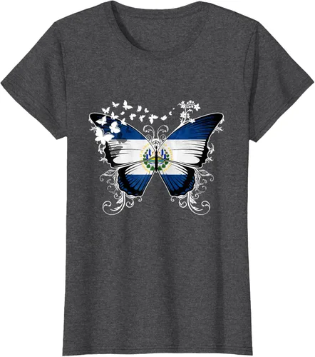 Vista 6 de Camiseta Salvadoreña Bandera El Salvador, Negro
