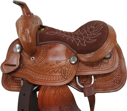 Vista 3 de Jóvenes Western Saddle Niños Trail Placer Caballo Barril Racing Herramientas Tack Set 10 12 13