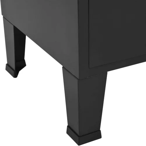 Vista 8 de vidaXL Estantería industrial de acero – Muebles independientes negros con estantes, cajones y etiquetas de nombre para oficina y hogar