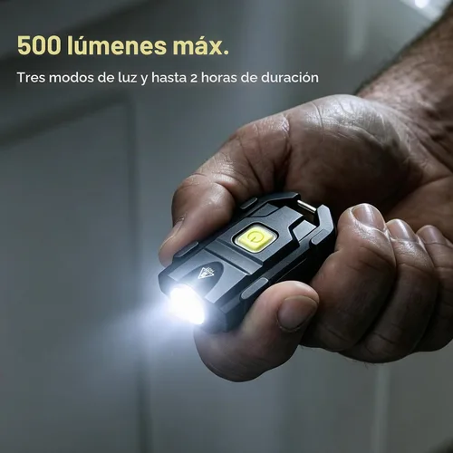 Vista 2 de lexall Linterna LED pequeña, paquete de 2 mini llaveros brillantes de 500 lúmenes, luces de bolsillo recargables USB con 3 modos de luces compactas