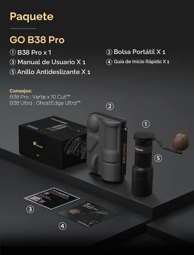 Vista 8 de Cocinare ESSENCE GO B38 - Molinillo de café ultra manual, con estuche de transporte, capacidad de 1.06 onzas, rebabas GhostEdge Ultra Burr y 80