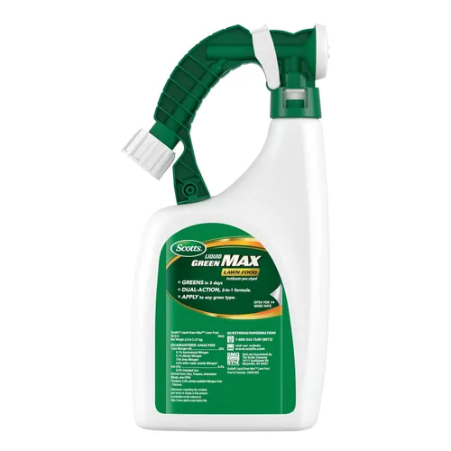 Vista 3 de Scotts Liquid Green Max Lawn Food: 2,000 pies cuadrados, Fertilizante 2 en 1 y suplemento de hierro, uso en cualquier tipo de césped, 32 oz.
