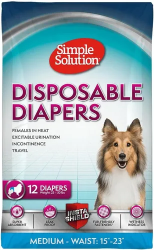 Vista 22 de Simple Solution Pañales desechables para perras, pañal a prueba de fugas para perros, entrenamiento para ir al baño, entrenamiento XS