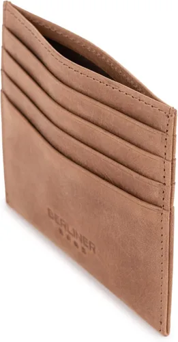 Vista 15 de BERLINER BAGS Funda de piel prémium para tarjetas, tarjetero con bloqueo RFID para hombres y mujeres, Negro -, Minimalista