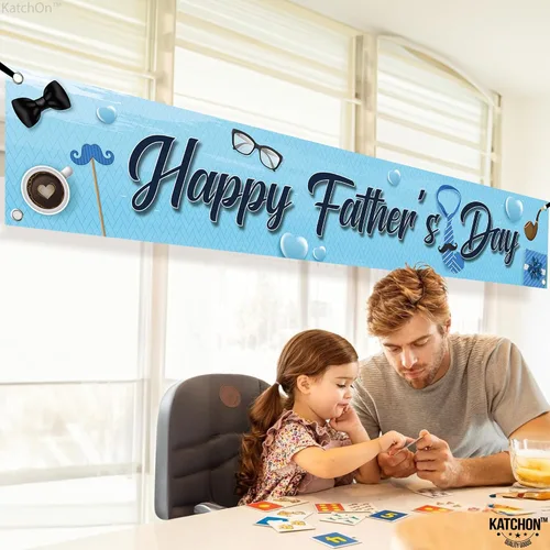 Vista 4 de KatchOn, Cartel de feliz día del padre – XL, 120 x 20 pulgadas Cartel de feliz día del padre, decoraciones del día del padre para fiesta, telón