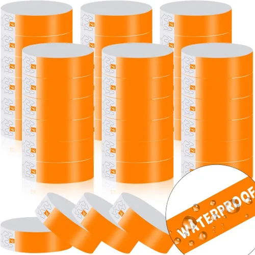 Vista 9 de 600 pulseras de papel para eventos, bandas de muñeca resistentes al desgarro, bandas impermeables de neón, desechables, pulseras adhesivas