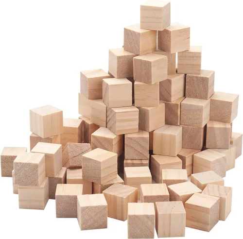 Vista 8 de Cubos de madera para manualidades de 1/2 pulgada, 200 bloques pequeños de madera en blanco para manualidades, baby shower, cuadrados lisos sin