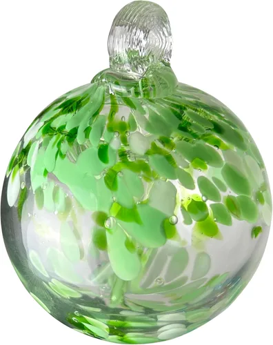 Vista 13 de Dale Tiffany Vidrio soplado a mano, 3 pulgadas de diámetro, color aguamarina, Colección Árbol de la Vida, Globo de Bruja Colgante para Jardín