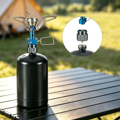 Vista 6 de Adaptador de estufa de camping 1 Lb Entrada de tanque pequeño de propano EN417 Cilindro de salida de válvula lindal LPG Adaptador de Adaptador 1