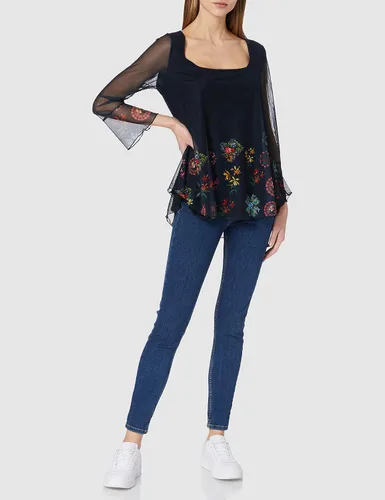 Vista 2 de Desigual Camiseta de punto para mujer manga 34, Azul