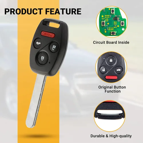 Vista 3 de Control remoto de entrada sin llave compatible con Honda Accord Pilot 2008-2012 llave de coche de repuesto con ID FCC: KR55WK49308 (paquete de 2)