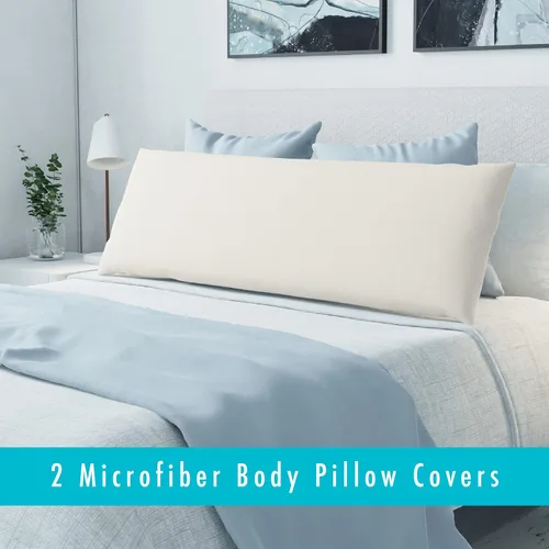 Vista 2 de Fresh Ideas Funda de almohada corporal de microfibra, 20 x 54 pulgadas, marfil, paquete de 2