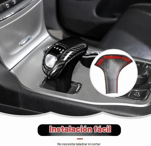 Vista 5 de RT-TCZ Cubierta de perilla de cambio de fibra de carbono, accesorio decorativo para interior, compatible con Jeep Grand Cherokee 2014-2015