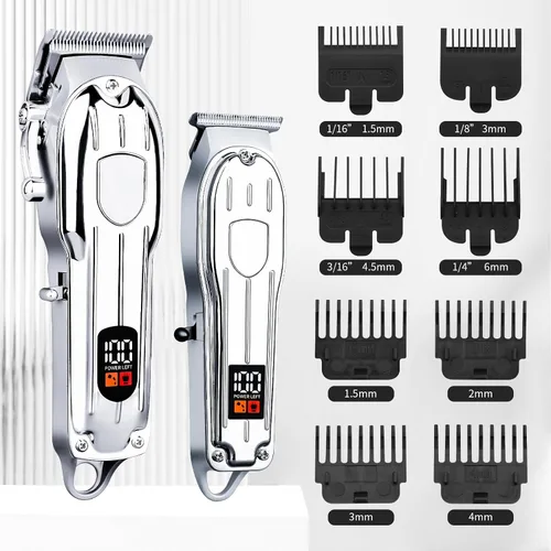 Vista 2 de Cortapelos para hombres, recortadora de barba para hombres, juego de cortapelos eléctrico profesional, cortapelos eléctrico para hombres