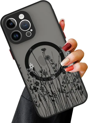 Vista 19 de OOK Funda magnética para iPhone 11 [compatible con MagSafe] Funda delgada mate translúcida negra para iPhone 11, funda protectora de lente de Negro