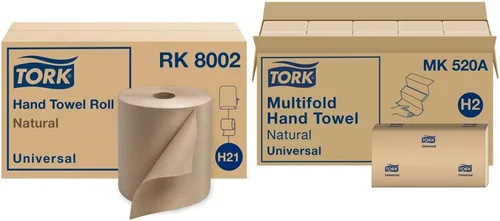 Vista 10 de Tork Rollo de toalla de mano de papel natural H21 100% fibra reciclada, ajuste universal, 6 rollos x 800 pies (RK8002)