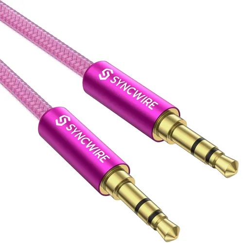 Vista 13 de Syncwire Cable auxiliar de audio auxiliar de 0.138 in macho a macho, cable trenzado de nailon para auriculares (1.6 pies/1.6 ft), cable auxiliar