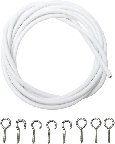 Vista 7 de Kit de cables de cortina de red para colgar de 2 a 13.1 ft, cuerda de cortina con ojos de gancho autoadhesivos para barra de cortina