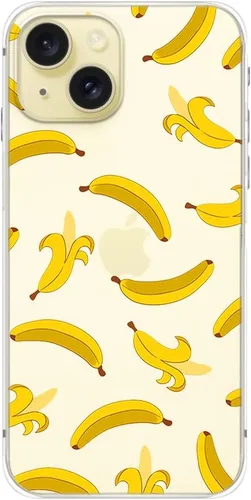 Vista 4 de Blingy's Funda para iPhone 15, divertido estilo plátano, lindo patrón de frutas tropicales, diseño de dibujos animados, funda protectora