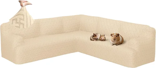 Vista 22 de Fundas para sofá seccional en forma de L de 1 pieza, fundas de esquina elásticas para sofá, funda de sofá antideslizante, lavable, fundas de sofá