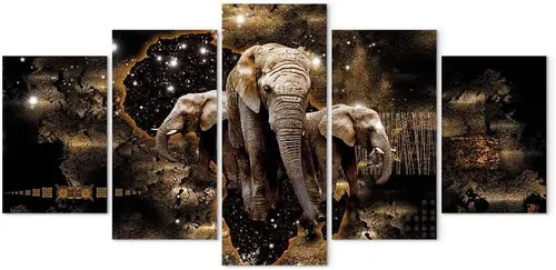 Vista 7 de artgeist Lienzo acústico para pared, diseño de África, 40 x 20 pulgadas, 5 piezas con impresión de sonido de espuma acústica, sala de arte de África