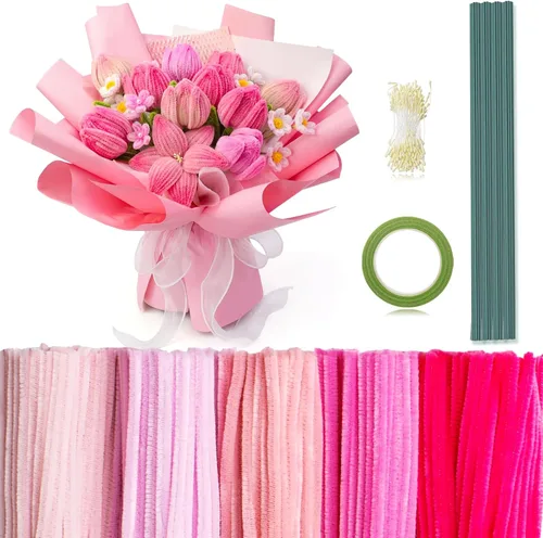 Vista 13 de Peryiter - Juego de 371 limpiapipas, suministros florales, color macarrón Color macaron