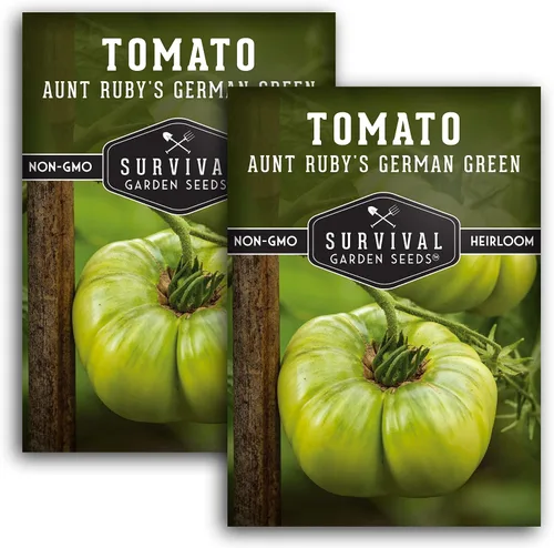 Vista 11 de Semillas de tomate verde alemán Aunt Ruby para plantar, variedad indeterminada con sabor dulce, tomates de polinización abierta sin OMG, semillas