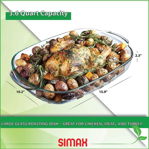 Vista 5 de Simax Cristalería Simax Plato rectangular resistente al calor, 3,5L, tamaño único, transparente