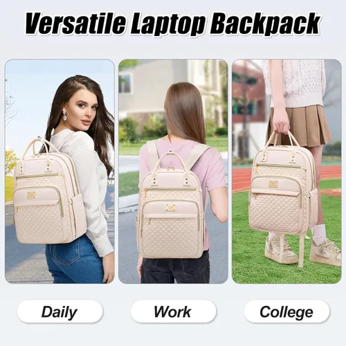 Vista 7 de Mochila Tealari para laptop para mujeres, mochila para laptop de 15.6 pulgadas para el trabajo, mochila de viaje impermeable, mochila universitaria
