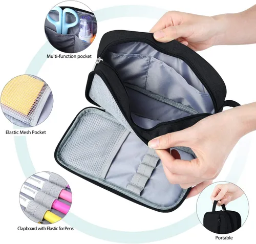 Vista 2 de Homecube Bolsa de almacenamiento de tela Oxford, soporte para bolígrafos, bolsa de maquillaje, organizador de papelería, bolsa para lápices