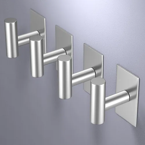 Vista 7 de VAEHOLD - Ganchos adhesivos de pared para toallas, resistentes, impermeables, de plata, para colgar abrigos, ropa, gancho de pared para armario