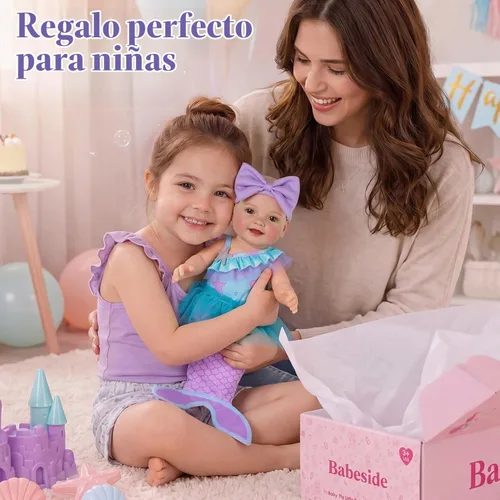 Vista 4 de BABESIDE Muñeca de sirena con juego de sirena extraíble, vinilo completo