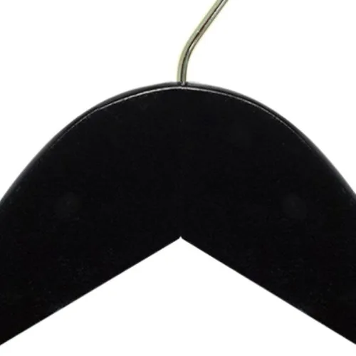 Vista 2 de NAHANCO Wooden Shirt Hanger, 17" - High Gloss Black with Gold Hook (Pack of 25)