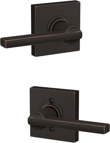 Vista 87 de Schlage F51A LAT 716 Latitude - Manija de puerta con bloqueo de entrada con llave, en acabado de bronce envejecido