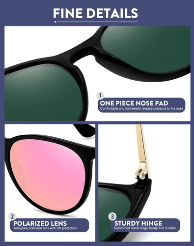 Vista 5 de WOWSUN Lentes de sol retro para mujer, lentes clásicos redondos de moda 2024