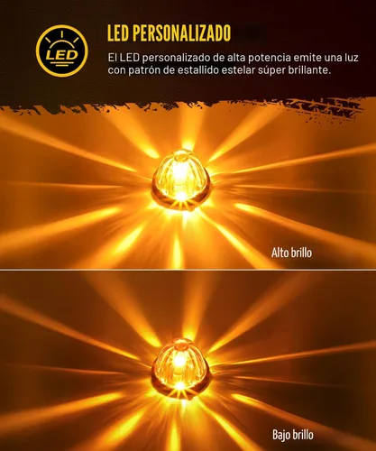 Vista 2 de Partsam 2 piezas de luces de señal de giro laterales LED, de color ámbar, con lente de vidrio de sandía [patentadas], con bisel de acero inoxidable