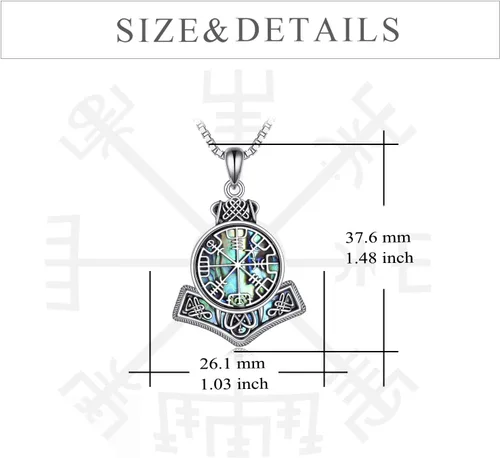 Vista 4 de YFN Collar vikingo de plata de ley con colgante de talismán nórdico Vegvisir, joyería vikinga, regalo gótico de bruja para mujeres y hombres