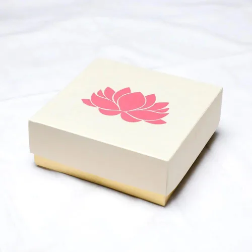 Vista 8 de Lotus - Cajas blancas impresas para dulces indios, galletas, golosinas, mithai, dulces, cajas de regalo con tapas a granel, caja de Mithai a granel
