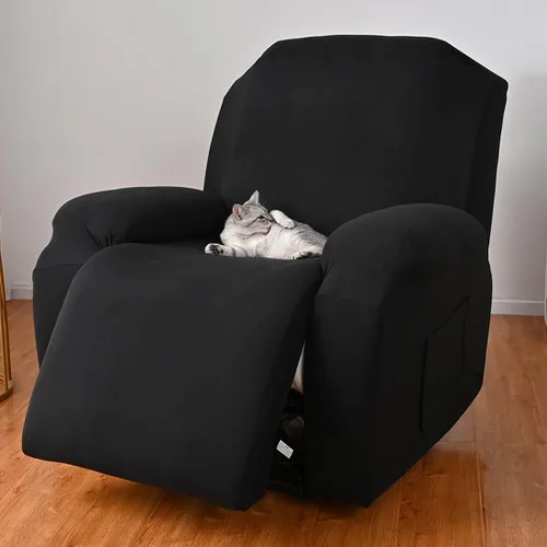 Vista 45 de vctops Fundas para sofá reclinable de 3 cuerpos, elásticas, de punto, suaves, lisas, antideslizantes, para sofá, protector de muebles con parte Café
