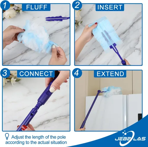Vista 5 de JEBBLAS Recambio de plumero desechable, repuestos de plumero resistente, 20 unidades, recambio de plumeros multisuperficie para limpieza, repuestos