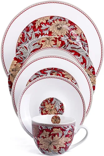Vista 2 de STPGoods - Juego de vajilla de 20 piezas, platos y cuencos de porcelana con tazas, postre, ensalada, platos llanos y cuencos, diseño floral William