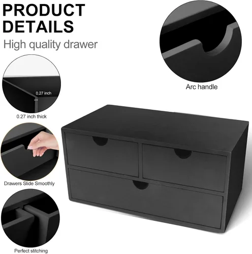 Vista 6 de Charmewooden Organizador de escritorio con cajones, organizador de cajones para encimera, cajones para escritorio, hogar, oficina, espacio