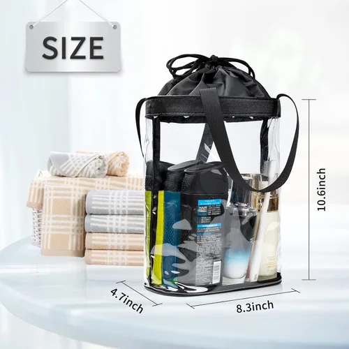 Vista 3 de Bolsas de maquillaje transparentes, bolsa de aseo aprobada por la TSA para viajes, bolsa de viaje transparente para artículos de tocador
